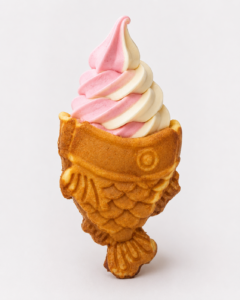 Image of strawberry milk: vanilla and strawberry soft serve ice cream
