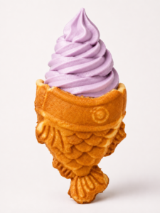 Ube Flavored Taiyaki Soft Serve Ice cream